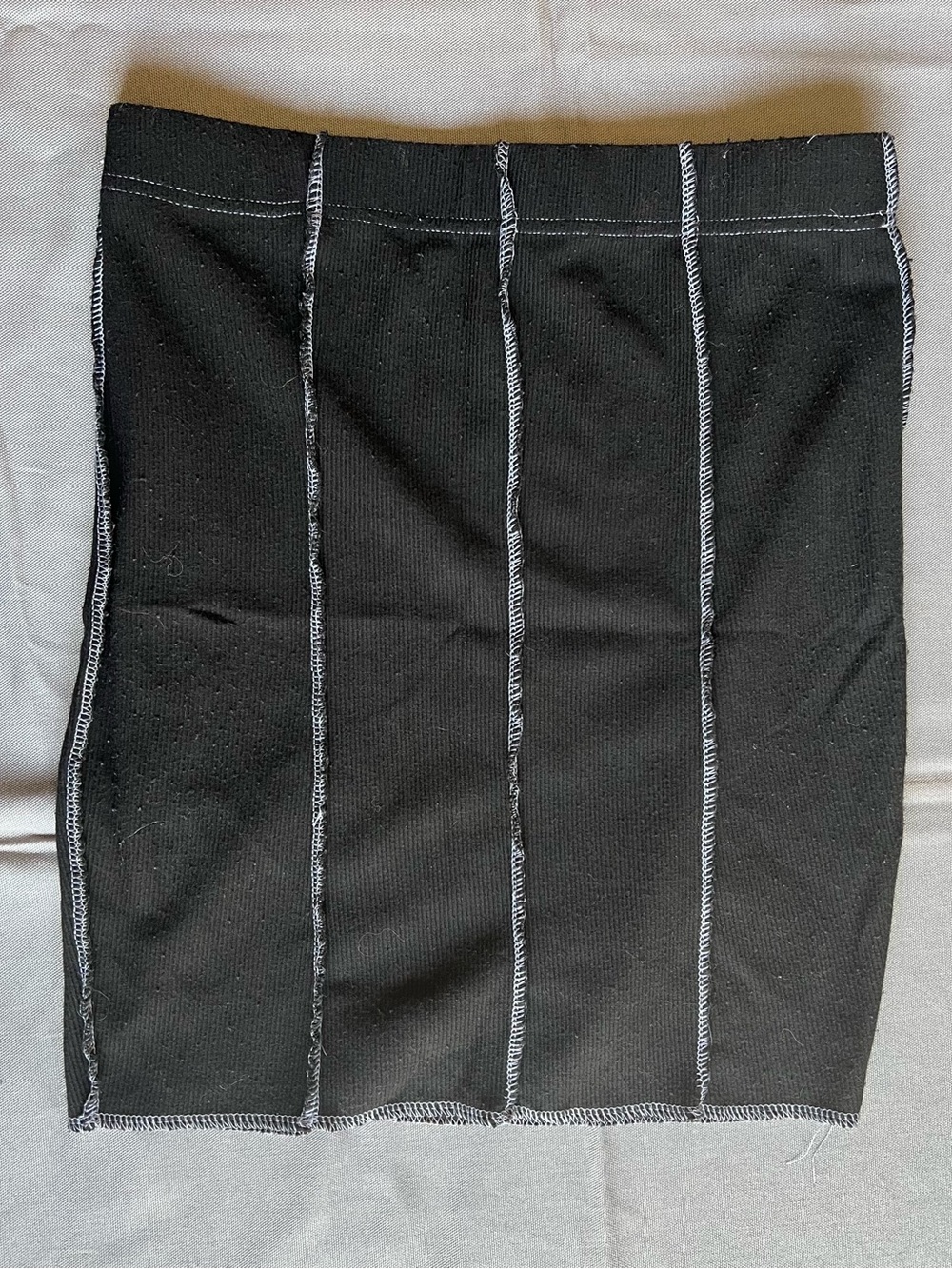 Black Paneled Stitch Pencil Skirt